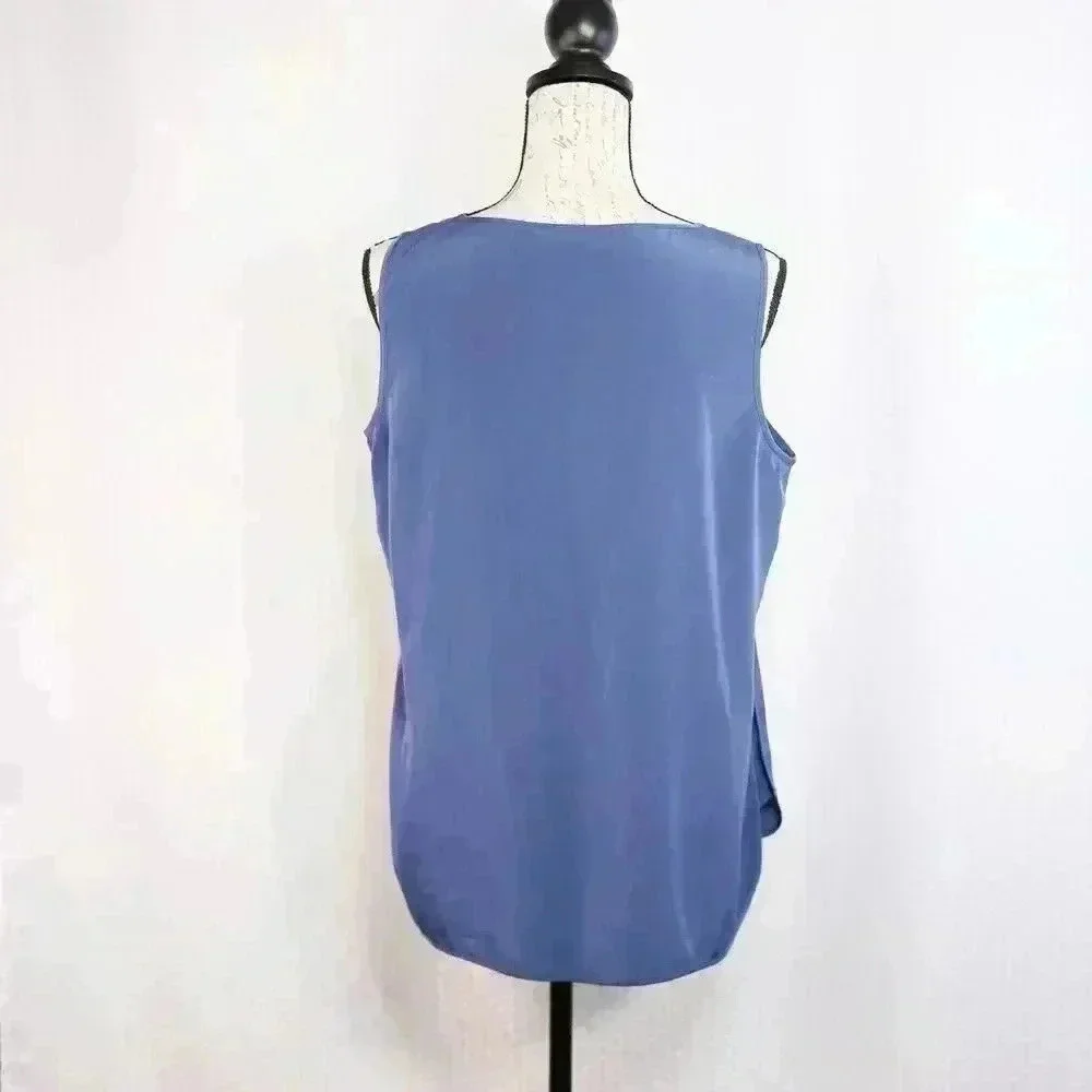 Chicos Sleeveless Blouse Tank Size 1 Blue High Low Hem Womens - Picture 5 of 10